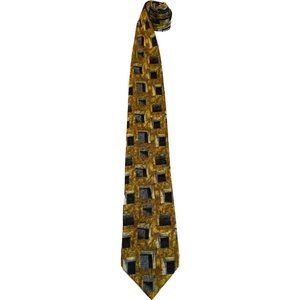 Ermenegildo Zegna  Silk Yellow Tie  Print 58” X 3 & 6/8 Squares Art